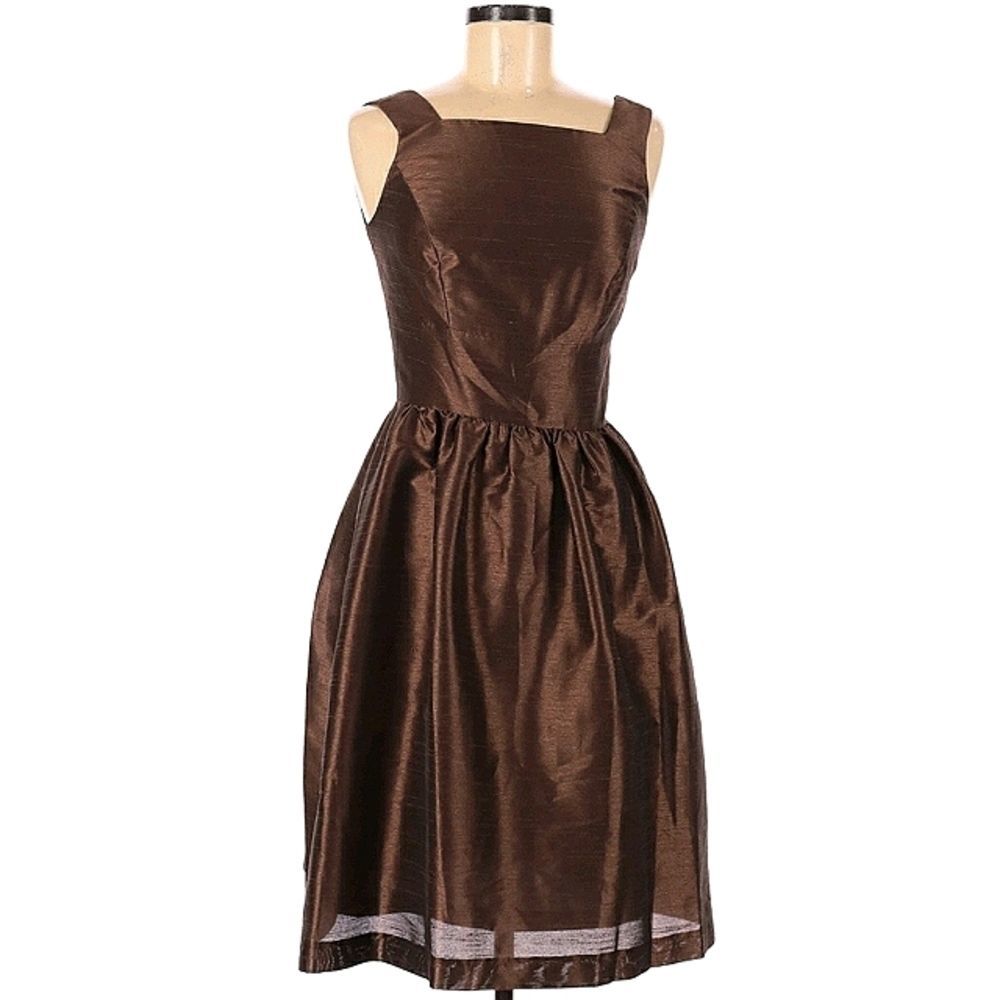 Alfred Sung Sleeveless Brown Cocktail Wedding Guest Dress